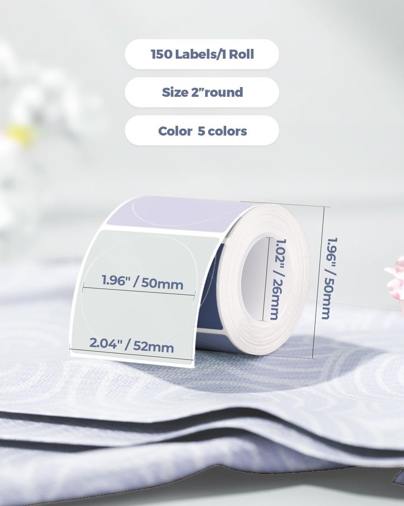 MUNBYN 2 Inch Circle Thermal Sticker Labels, Self-Adhesive Round Thermal Labels for Classification, Baking, 150 Sheets/1 Roll - Image 2